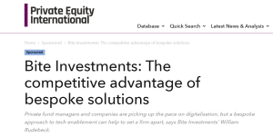 Bite Investments' CEO and co-founder William Rudebeck speaks to Private Equity International on how technology can simplify the complex world of private funds management