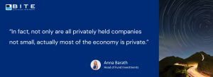 Not only are all privately held companies not small, actually most of the economy is private