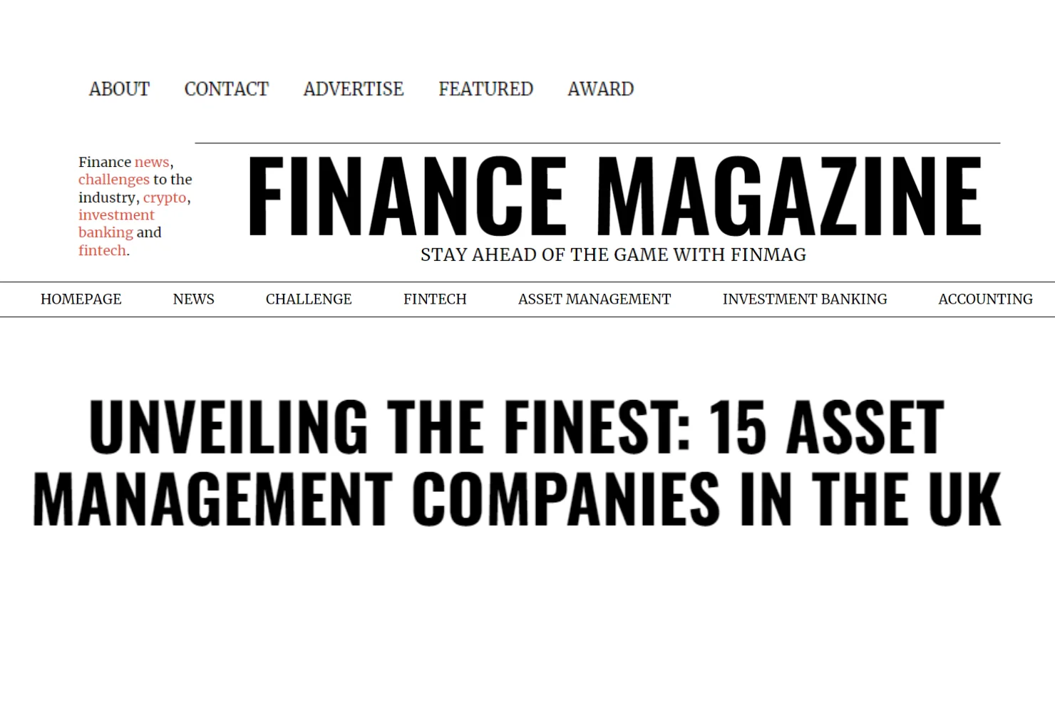 Bite Investments features in Finance Magazine‘s list of the top 15 companies operating within the asset management industry in London.