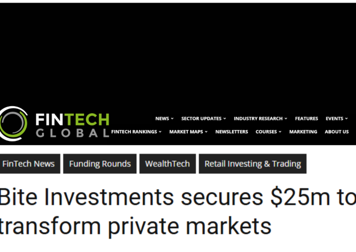 Fintech Global logo. Heading "Bite Investments secures $25m to transform private markets"